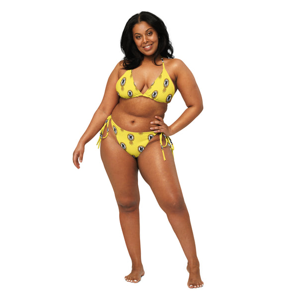 Upside Down Pineapple Yellow String Bikini Set